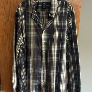 Brooks Brothers Navy and Orange Plaid Shirt